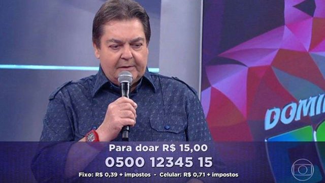Apresentador disponibilizou os nmeros para doaes e disse que ajuda se faz necessria durante todo o ano. Foto: TV Globo/Divulgao