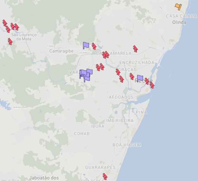 Mapa das ocupaes. Foto: OcupeUFPE/Divulgao (Mapa das ocupaes. Foto: OcupeUFPE/Divulgao)