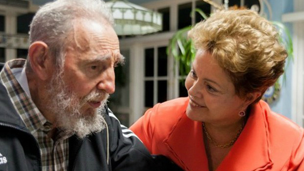 A ento presidente Dilma se encontrou com o lder cubano em 2014. Foto: Reproduo
