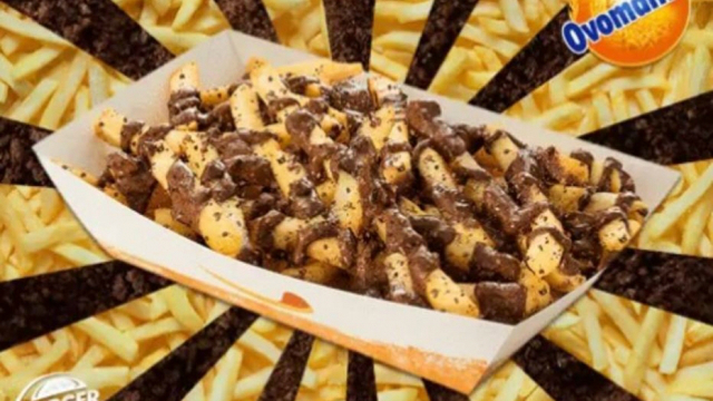 Batata frita com cobertura de chocolate  a novidade no menu do Burger King. Foto: Facebook/Reproduo