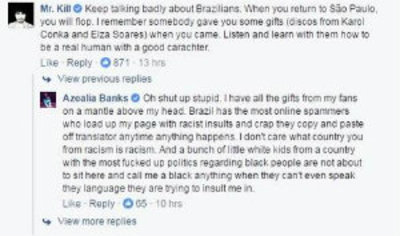 Cantora se defendeu dizendo que vai criticar racistas de onde quer que eles sejam. Foto: Facebook/Reproduo