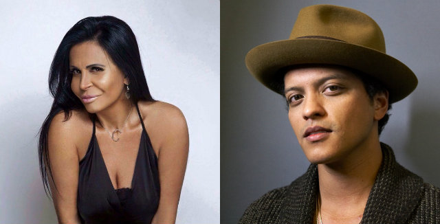 Cantora tentou chamar a ateno de Bruno Mars, disse que era uma grande f e desejou entrar em contato. Foto:s: Gretchen,Bruno Mars/Divulgao