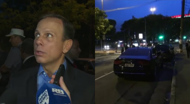 Prefeito foi questionado por reprter e pediu que o carro fosse retirado do local irregular. Foto: TV Globo/Reproduo