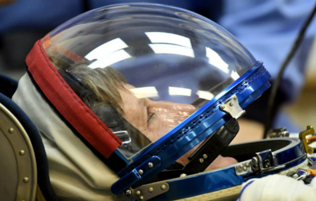 A astronauta americana Peggy Whitson, no cosmdromo de Baikobur. Foto: AFP Kirill KUDRYAVTSEV/Reproduo