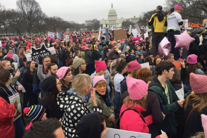 Manifestantes chegam ao National Mall de Washington para protestar contra Trump  (AFP Andrew CABALLERO-REYNOLDS)