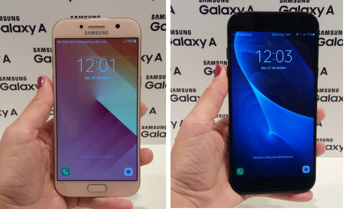 Galaxy A5 tem tela de 5,2 polegadas, enquanto o A7 tem 5,7 polegadas. Foto: Luciana Morosini/DP