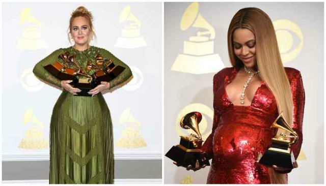 As carreiras de Adele e Beyonc nunca haviam se cruzado antes com a intensidade como aconteceu na 59 edio do Grammy. Fotos: Reproduo da internet
