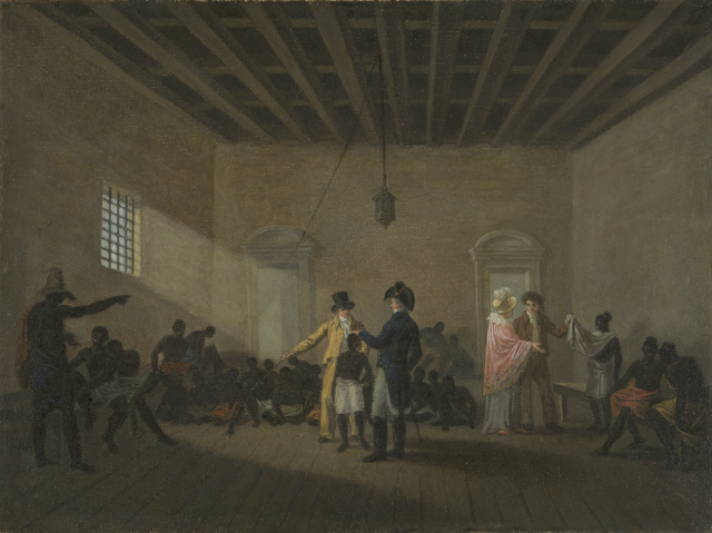 Mercado de Escravos de Valongo (1822)  uma das raras pinturas de leo sobre tela conhecidas de Debret. Crdito: IRB/Divulgao
