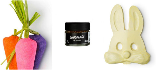 Bunch of Carrots (as cenouras) fazem espuma na banheira, o esfoliante promete lábios lisinhos e a gelatina facial Floopsy promete pele aveludada. Fotos: Lush/Divulgação Bunch of Carrots (as cenouras) fazem espuma na banheira, o esfoliante promete lábios lisinhos e a gelatina facial Floopsy promete pele aveludada. Fotos: Lush/Divulgação