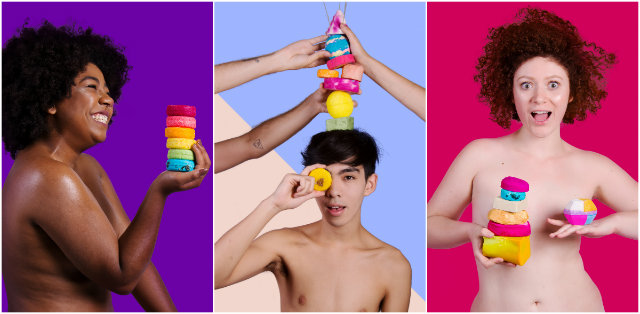 Neste ano, a Lush reforou a campanha por produtos sem embalagem usando a hashtag #veropelado. Fotos: Lush/Divulgao