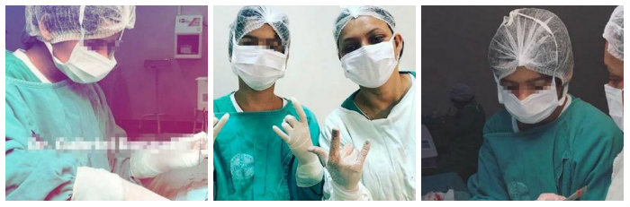 Nas imagens o garoto aparece como se estivesse ajudando a operar um paciente. Foto: Reproduo/Instagram