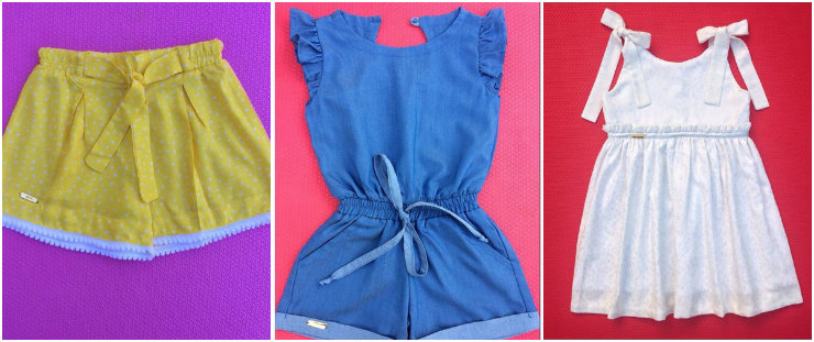 A Fenda Mini aposta em modelagens confortveis e tecidos com estamparia ldica e cores atrativas para os pequenos. Fotos: Instagram/@fendamini/Reproduo