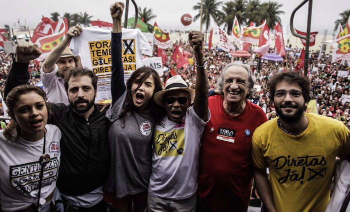 Protesto com show de artistas por eleies diretas rene multido no Rio. Foto: Reproduo/Facebook Mdia Ninja @MidiaNINJA