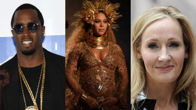 O rapper P. Diddy arrecadou cercade R$ 428,8 milhes neste ano. Beyonc figura em segundo com R$ 346 milhes e J.K Rowling em terceiro com R$ 313 milhes. Fotos: Jamie McCarthy/Valerie Macon/Carl Court/AFP