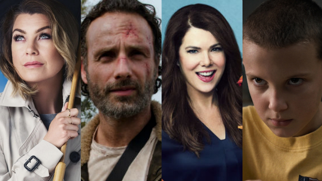 Grey's anatomy, The walking dead, Gilmore girls e Stranger things figuram entre as produes mais assistidas. Foto: ABC/AMC/The CW/Netflix/Divulgao