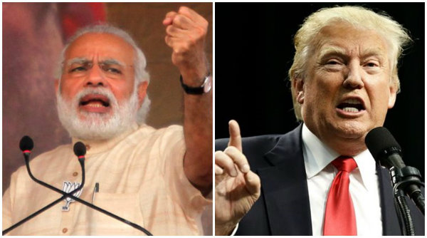 Trump encontra o lder indiano nesta segunda-feira. Fotos: Indian Express/Reproduo