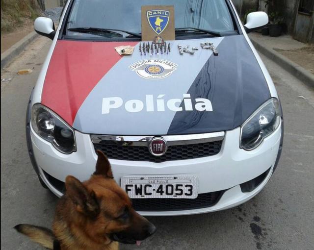 Cachorro interceptou um criminoso e encontrou cerca de 400 quilos de drogas em Franco da Rocha. Foto: Divulgao/Policia Militar 
