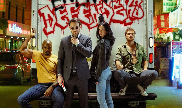Luke Cage, Demolidor, Jessica Jones e Punho de Ferro integram o time. Foto: Netflix/Divulgao