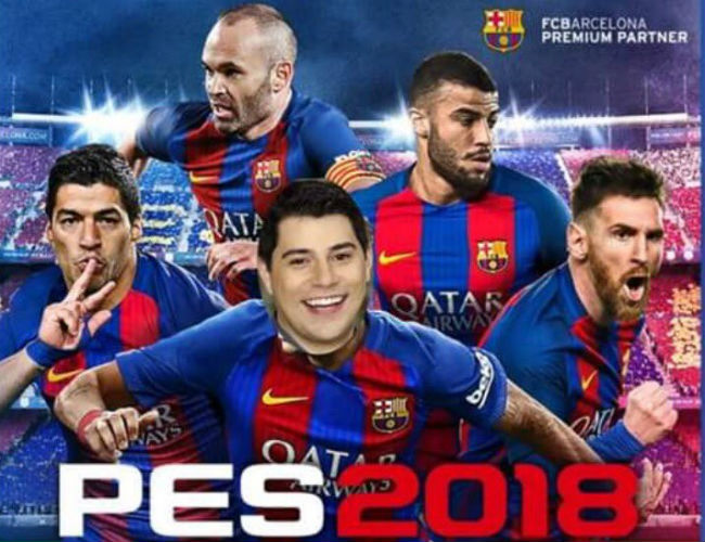 Jornalista brincou com capa de jogo prejudicada porque estampa Neymar ainda no elenco do Barcelona. Foto: Twitter/Reproduo