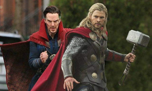 Dr. Estranho e Thor se encontram no novo filme da franquia. Foto: Marvel/Reproduo