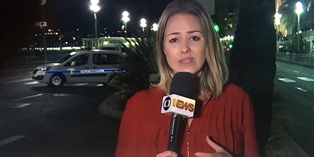 Jornalista Bianca Rothier cobria eleies na Alemanha. Foto: GloboNews/Reproduo