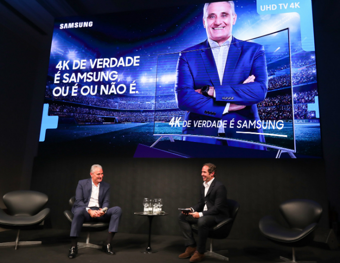 Garoto propaganda da parceria, tcnico da seleo, Tite, promete bons momentos para os torcedores em 2018. Foto: Samsung/Divulgao (Garoto propaganda da parceria, tcnico da seleo, Tite, promete bons momentos para os torcedores em 2018. Foto: Samsung/Divulgao)