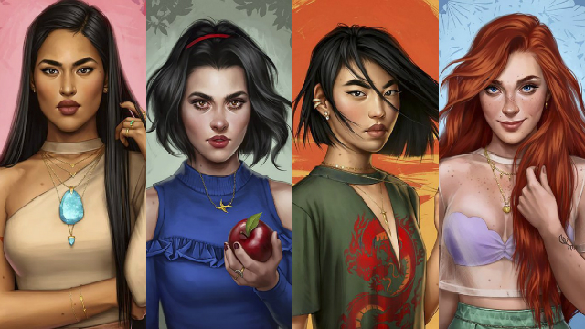 Pocahontas, Branca de Neve, Mulan e Ariel so algumas das princesas escolhidas pela artista. Foto: Fernanda Suarez/Reproduo