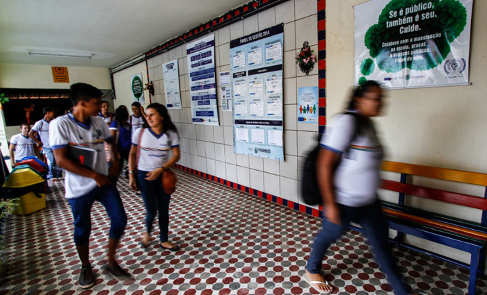 Escola Estadual Nossa Senhora Auxiliadora, na zona central da cidade, passou de mau exemplo  principal referncia de Joo Alfredo. Foto: Rafael Martins/DP