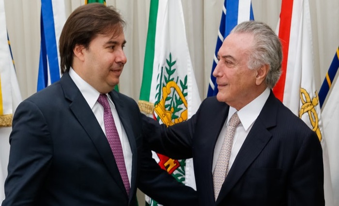 Michel Temer e o presidente da Cmara dos Deputados, Rodrigo Maia. Foto: Reproduo 