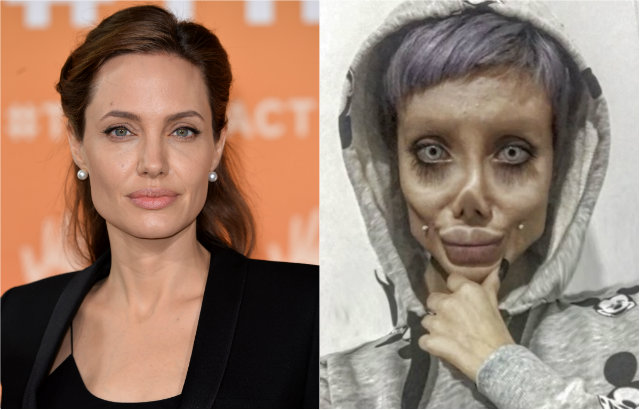Iraniana teria feito 50 cirurgias para ficar "igual" a Angelina Jolie. Mas transformao no passou de maquiagem e tecnologia. Foto: Instagram/Reproduo
