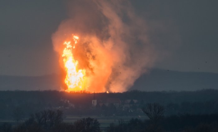 A exploso, de origem acidental segundo a polcia, ocorreu  no terminal de gs de Baumgarten. Foto: Tomas.HULIK/ AFP
