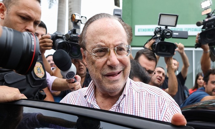 Maluf foi condenado por receber propina de contratos pblicos com as empreiteiras Mendes Jnior e OAS, no perodo em que foi prefeito da cidade de So Paulo (1993-1996). Foto: AFP/Srgio Lima