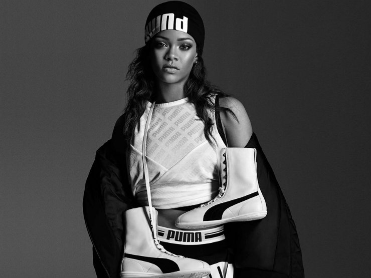 Rihanna  uma das estrelas da Puma, o que amplia o pblico-alvo das propagandas, considerando que os jovens usam roupas esportivas em diversas ocasies. Foto: Puma/Divulgao