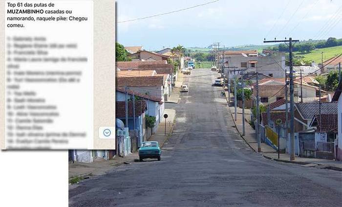 Uma das listas que circulou e, ao fundo, a cidade Muzambinho - Foto: Reproduo/ Whatsapp e Wikicomons
