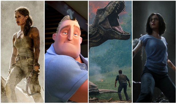 Tomb Raider, Os Incrveis 2, Jurassic World e Alita: Anjo de Combate, so alguns dos prximos blockbusters. Fotos: Warner Bros./Pixar/Paramount/Sony Pictures/Divulgao