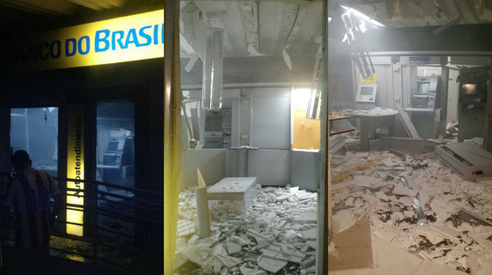 Homens armados explodiram um caixa eletrnico no Banco do Brasil. Foto: Sindicato dos Bancrios/Divulgao