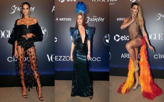 Bruna Marquezine, Marina Ruy Barbosa e Pabllo Vittar ostentam seus looks no Baile da Vogue 2018. Fotos: Instagram/Reproduo