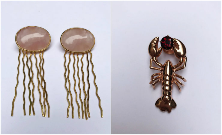 gua-viva e lagosta so algumas das criaturas transformadas em joias pela dupla. Fotos: @natachabarbosabrand/Divulgao