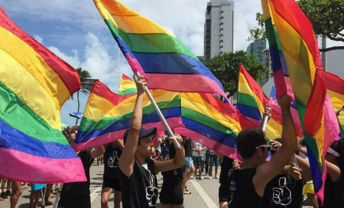 Corpos Coreogrficos faro apresentao com bandeira LGBT no Galo da Madrugada. Foto: Divulgao