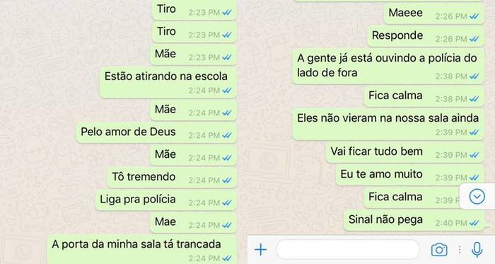 Mensagens trocadas atravs do WhatsApp mostram o desespero do brasileiro. Foto: Reproduo/WhatsApp