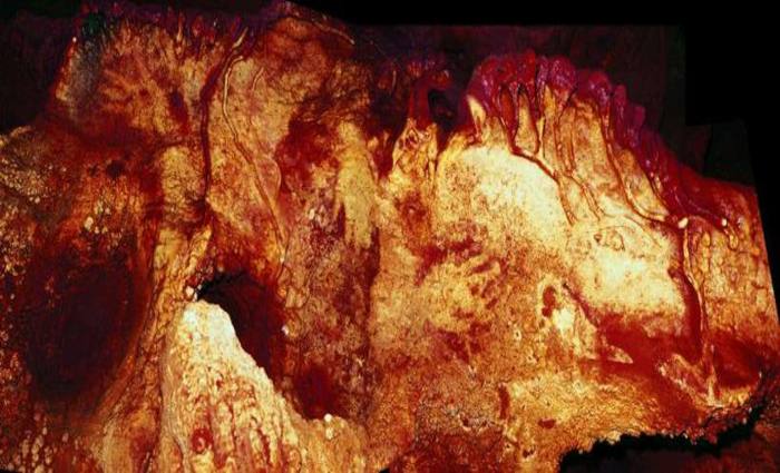 As pinturas esto na Espanha e tm cerca de 66 mil anos, 20 mil antes da chegada do homem moderno  Europa. Foto: H. Collado/Divulgao