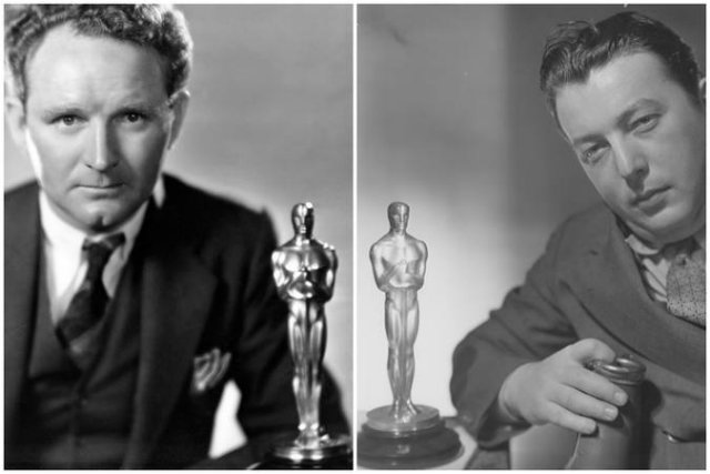 Vencedores dos prmios de Melhor Diretor: Frank Borzage(esq.) e Lewis Milestone (dir.). Foto: Divulgao/Oscars