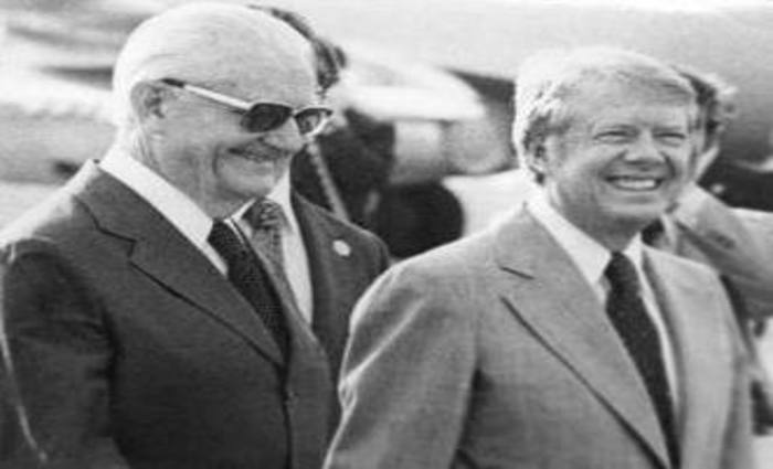 Geisel com o ento presidente dos EUA, Jimmy Carter, durante visita ao Brasil: relatos da espionagem americana. Foto: Arquivo/CB/D.A Press - 29/3/78