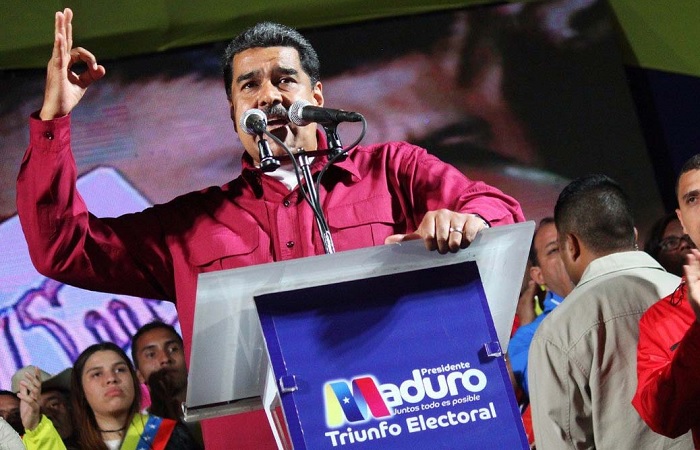 Maduro, no poder desde 2013, obteve no domingo 68% dos 8.603.936 votos contra 21,2% do ex-chavista Henri Falcn. Crdito: Maduro/Divulgao.