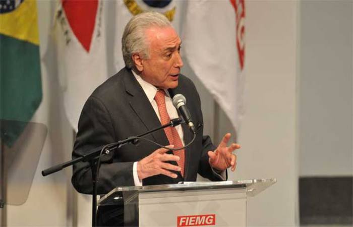 Temer durante discurso, na noite dessa quinta-feira (24), na Sala Minas Gerais. Foto: Marcos Vieira/EM/D.A Press