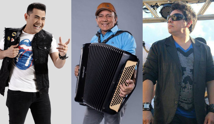 Os vocalistas Batista Lima (ex-Limo com Mel), Neto Leite (lder da Mastruz com Leite) e Daniel Diau (Calcinha Preta). Foto: Reproduo/Facebook