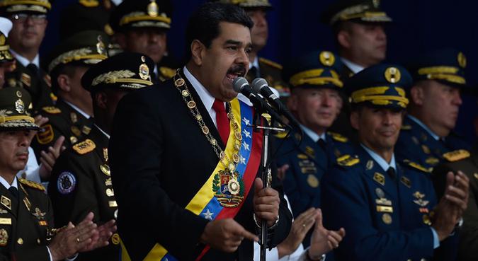O presidente venezuelano, Nicolas Maduro, fez um discurso durante uma cerimnia em apoio  Guarda Nacional em Caracas. Foto: JUAN BARRETO