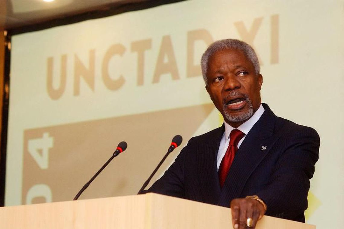 Kofi Annan foi o primeiro negro a assumir cargo de chefia nas Naes Unidas. Foto: Arquivo/Agncia Brasil (Arquivo/Agncia Brasil)