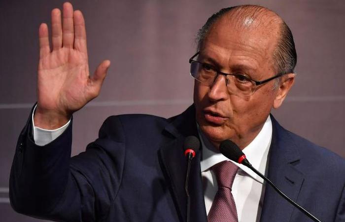 Alckmin falou minutos antes de homenagem ao jornalista Otavio Frias Filho. Foto: Nelson Almeida/ AFP.