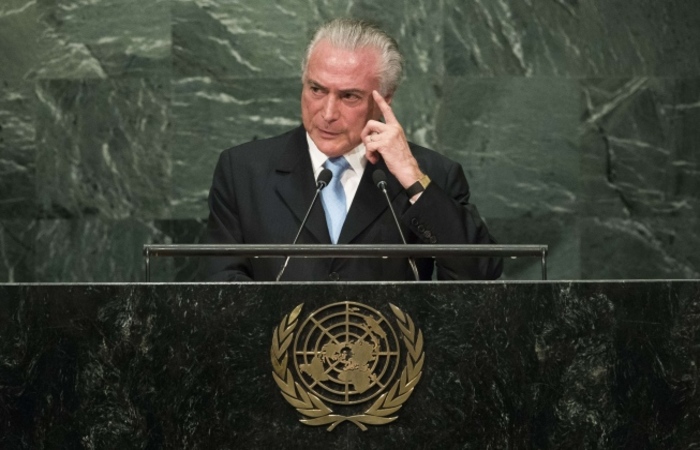 "Devolvemos o Brasil ao trilho do desenvolvimento" disse Temer em discurso. Foto: Arquivo / AFP